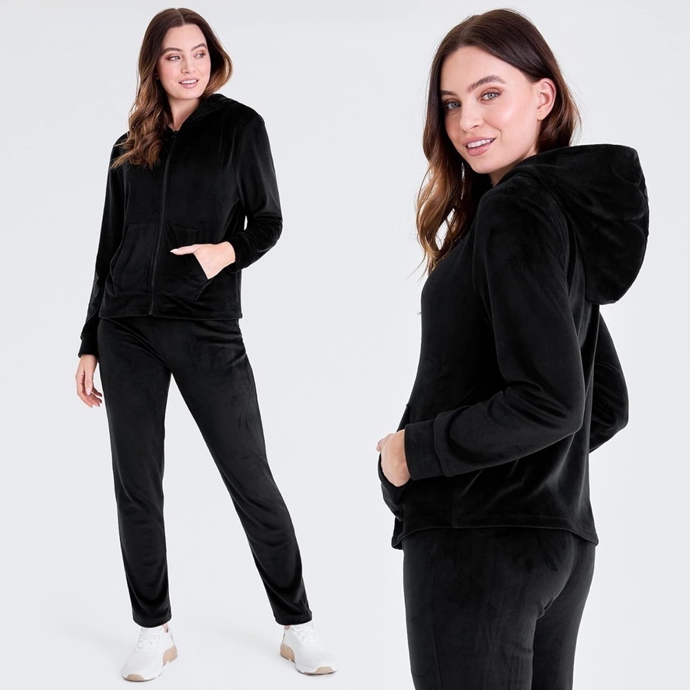 Cherokee SZ M, Velour , black, hooded, full zip, track suit. Athletic, Athlesure